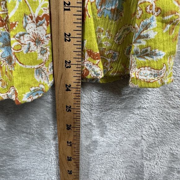 Sam Edelman NEW Women Blouse Smock Top Lg Green Apple Nyra Floral Flutter Sleeve - Picture 7 of 12